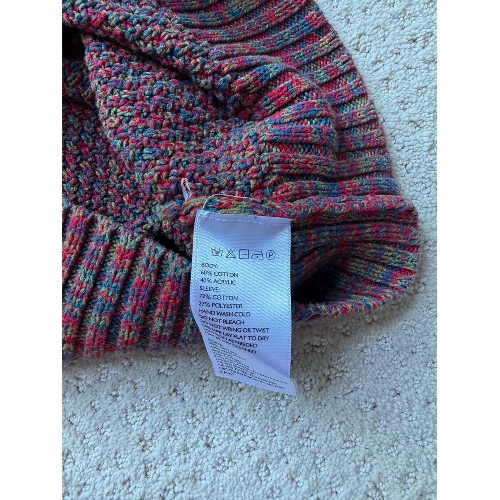 Koto Sweater Small Multicolor Raglan Waffle Knit Eclectic Grandpa Retro Gorpcore - Picture 7 of 7
